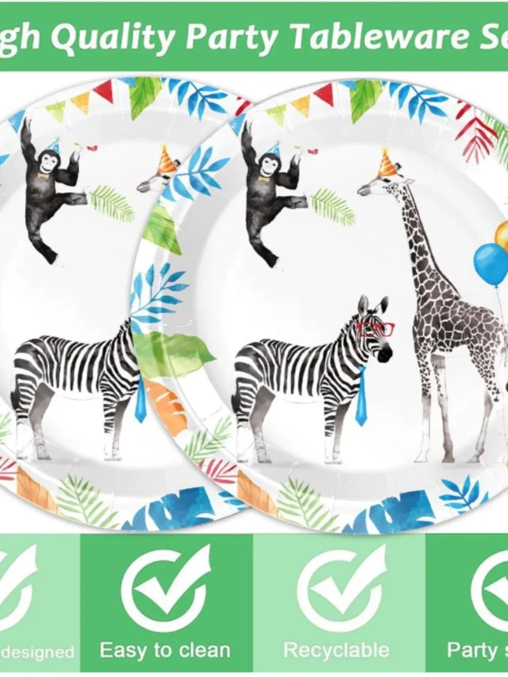 40Pcs Animals Birthday Party 7-inch Dessert Plates & Napkins for 20 Guests